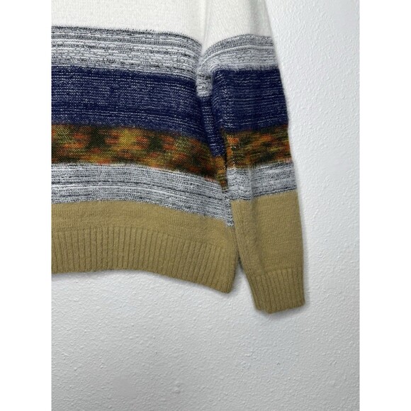 Fate Anthropologie Sweater XL Womens Fuzzy Colorblock Striped Trendy Crew Soft - Picture 5 of 14